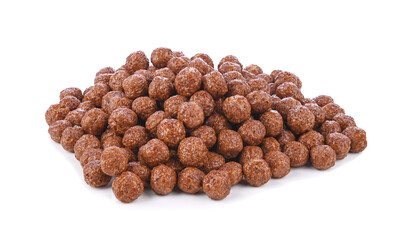 Cereal chocolate balls isolated on white background.