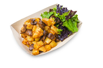 Peruvian street food, liver with potatos