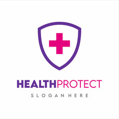 Health Protect With Shield Logo Design template Vector icon illustration.