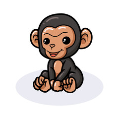 Cute baby chimpanzee cartoon sitting