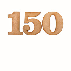 Number 150 - Piece of wood isolated on white background
