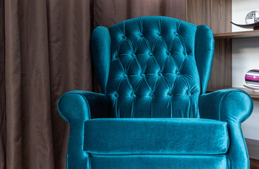 Obraz premium Blue psychology armchair in a clinical setting