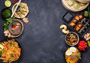 Asian food. Chinese, Japanese and Thai cuisine