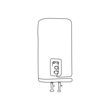 recommend clip art: Boiler continuous line drawing. One line art of home appliance, bathroom, water heater, heating.