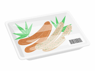 パックに入ったソーセージのイラスト