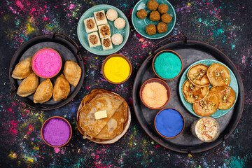 Obraz na płótnie Canvas Traditional Indian Holi festival food