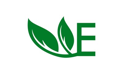 E logo letter leaf