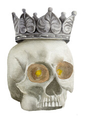 Watercolor Skull, Isolated on white background