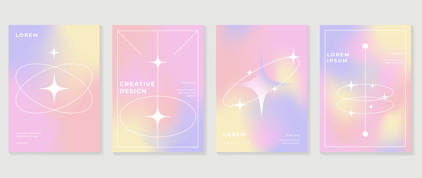 Fluid gradient background vector. Cute and minimalist style posters, Photo frame cover, wall arts with pastel colorful geometric shapes and liquid color. Modern wallpaper design for social media, idol
