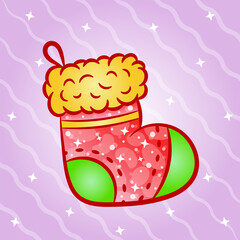 Christmas sock drawing sticker card