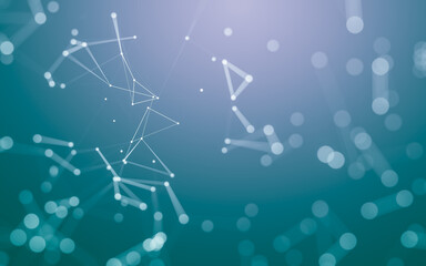 Abstract background. Molecules technology with polygonal shapes, connecting dots and lines. Connection structure. Big data visualization.