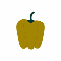 Flat yellow green pepper icon. Vector illustration on a white background. Vegetable icon in a flat cartoon drawn style
