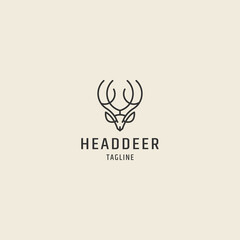 Head deer line logo premium, with flat style logo template