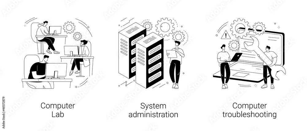 Poster computers and software abstract concept vector illustrations.