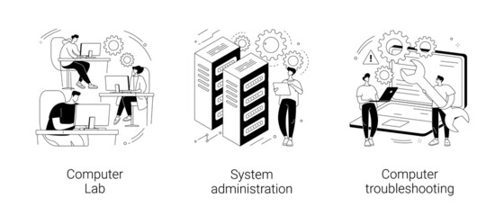 Computers and software abstract concept vector illustrations.