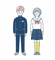 Naklejka premium 制服姿の男女
