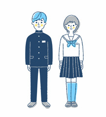 制服姿の男女
