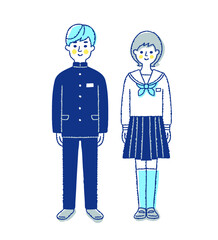 Naklejka premium 制服姿の男女