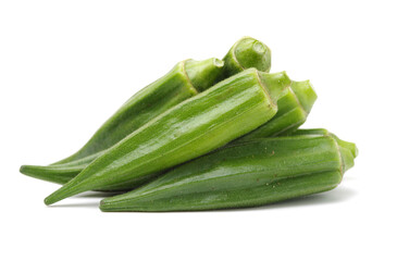 Fresh young okra isolated on white background