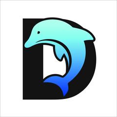dolphin in letter D