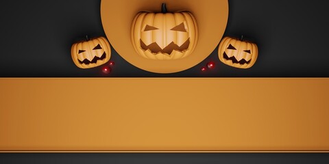 halloween background Pumpkin and Candles 3D illustration