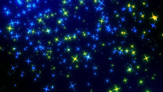 幻想的でクリスマスなどでつかえるカラフルなキラキラした十字（クロス）のパーティクル動画