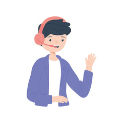 male operator using headset