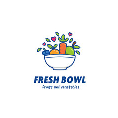 Fruits and vegetables fresh smoothie bowl logo icon template