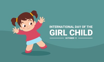 Vector illustration, cute and adorable little girl, as a banner or poster, International Day of the Girl Child.