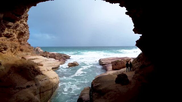 Coming out of Talia Cave in South Australia