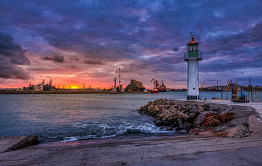 lighthouse at sunset