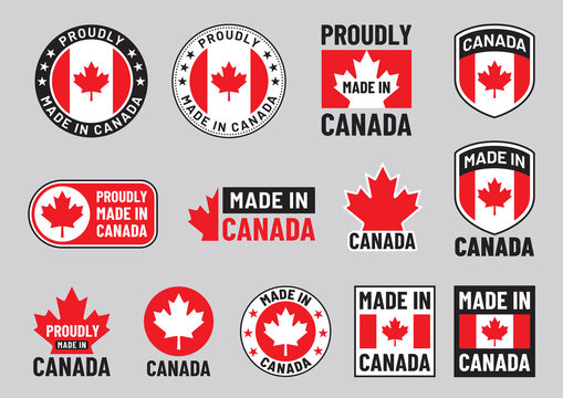 Various icon logo symbol design of 'Proudly Made In Canada'.