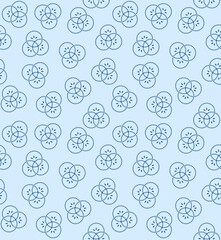 Japanese Dot Line Circle Flower Vector Seamless Pattern