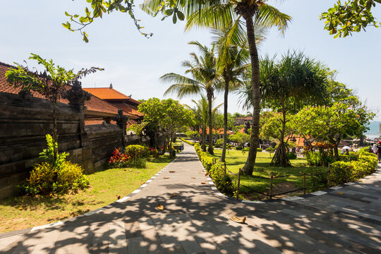 Park at Pura Tanah Lot complex area, Bali, Indonesia