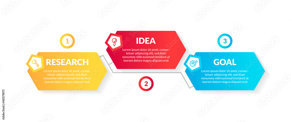 Poster modern 3d colorful hexagonal infographic with 3 option or step. perfect for presentation, process di