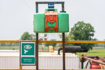 "Eye washing" station, an emergency equipment which is prepared at chemical working location or oil drilling rig site. Use to treatment in case of chemical spill into people eye. 