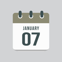 Icon day date 7 January, template calendar page