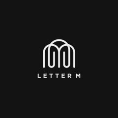 Letter M logo design. Linear creative minimal monochrome monogram symbol. Universal elegant vector sign design. Premium business logotype. Graphic alphabet symbol for corporate business identity