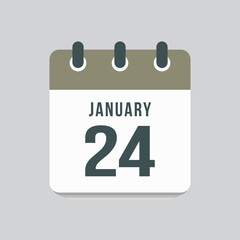 Icon day date 24 January, template calendar page