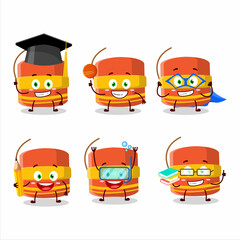 School student of cylindrical firecracker cartoon character with various expressions