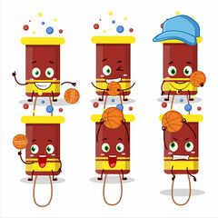 Talented bubble blaster firework cartoon character as a basketball athlete