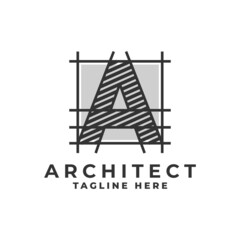 letter A logo with a sketch style. architect company logo vector template