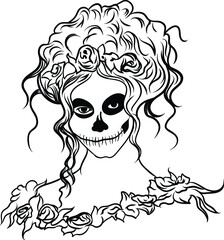 Halloween Line Art illustration Black and White