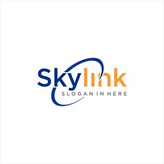 sky link logo, network connect web technology design vector template
