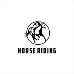Race horse Logo . Dynamic Jockey and Horse Silhouette for Equestrian Sports Branding