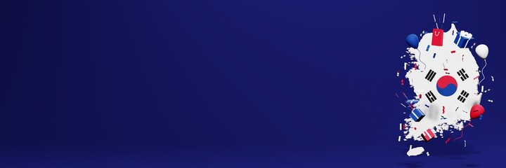 Celebration of the independence day of the state of Korea for website covers and posting stories on social media posts