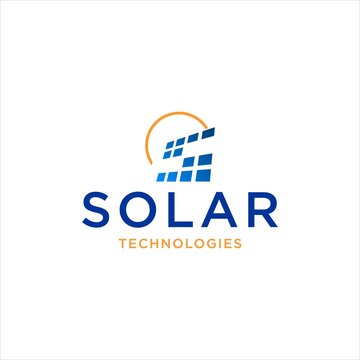 solar panel logo design. s letter and cell energy tech for renewable electric vector template