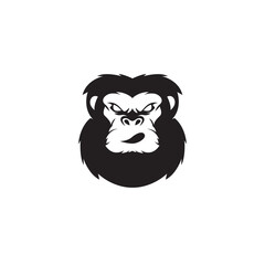 HEAD MONKEY CHIMP GORILLA SILHOUETTE LOGO VECTOR ICON SYMBOL ILLUSTRATION MINIMALIST DESIGN