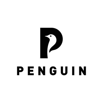 Letter P for penguin logo template