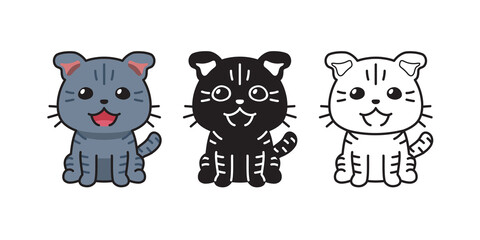 Set of vector character cartoon cute cat for design.